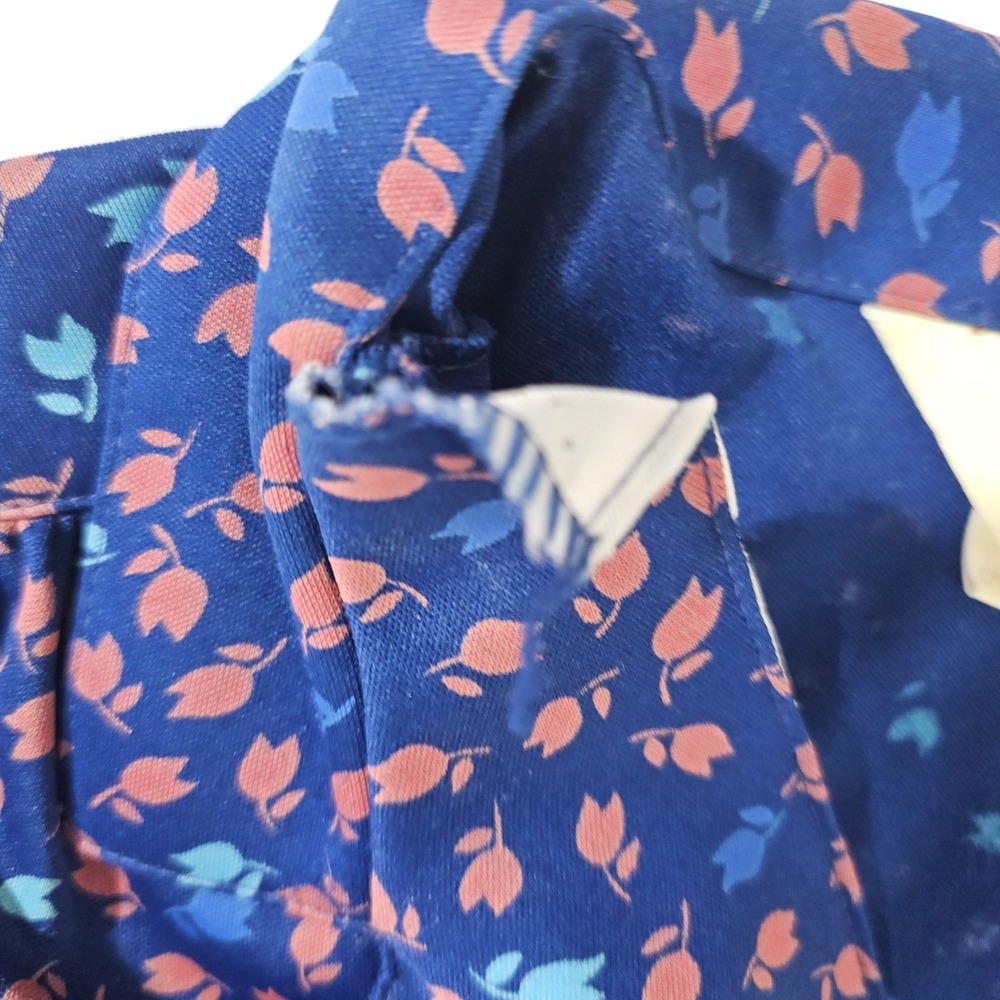 Vintage Sears Blue Tulip Perma Prest Button Shirt Size L, 29 70s All Over Print - Picture 14 of 14